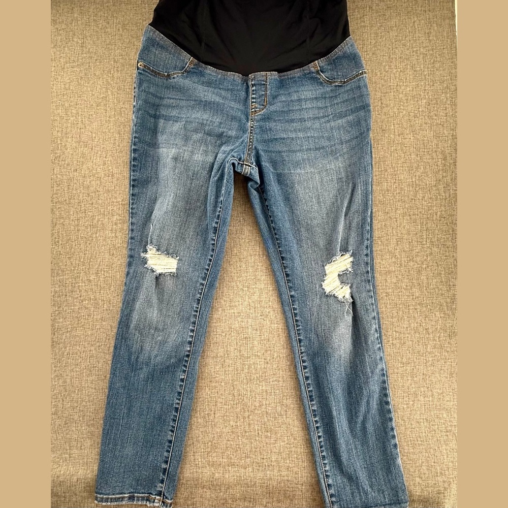 Isabel Maternity By ingrid‎ & Isabel Skinny Entubado Jeans Size 14 Distressed